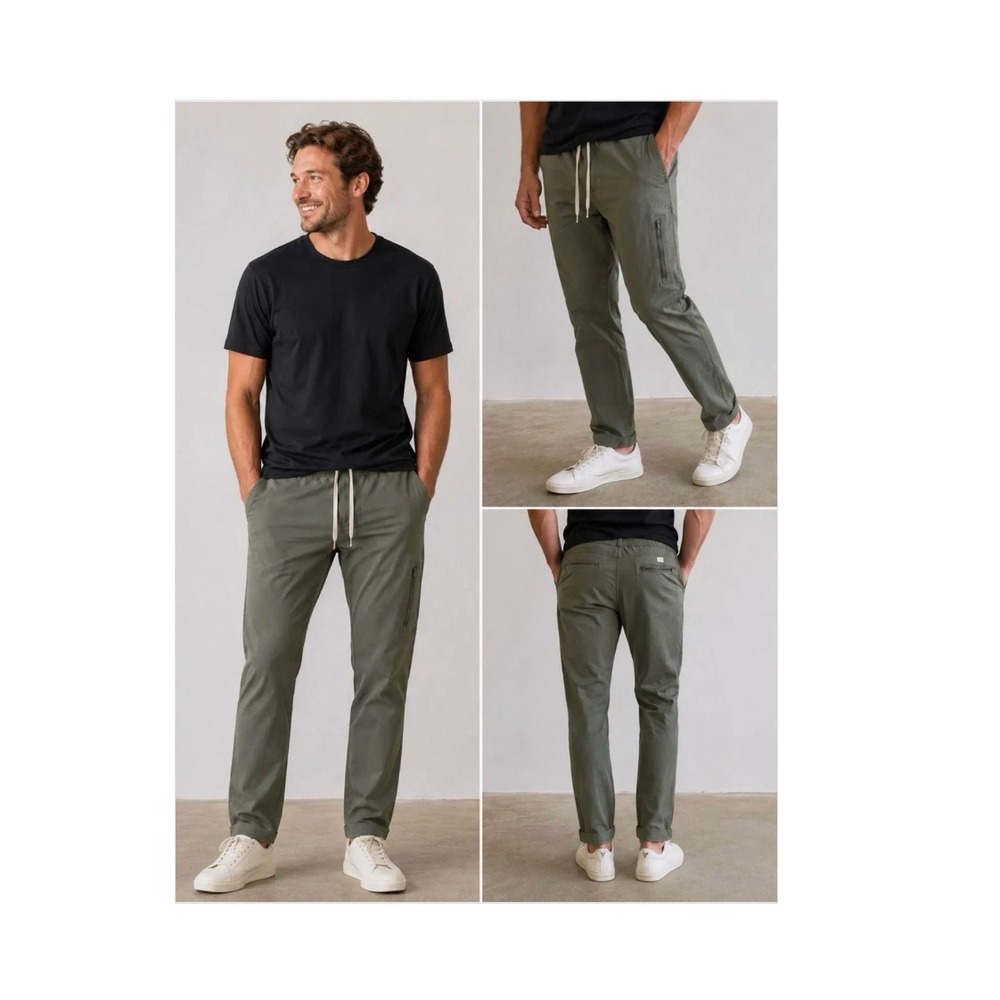 VUORI Men's XL Ripstop Climber Pants Green Organic Cotton Stretch Recent V412-L
